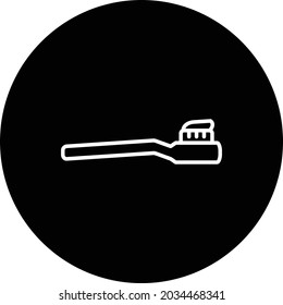 Tooth Brush Line Inverted Vector Line Icon Design
