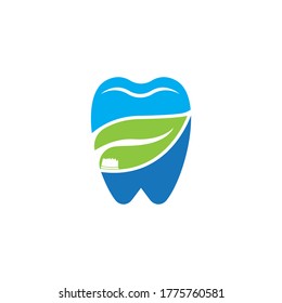 Tooth brush nature health dental logo vector
