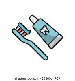 Tooth brush paste set unit icon vector basic design simple and modern concept graphic