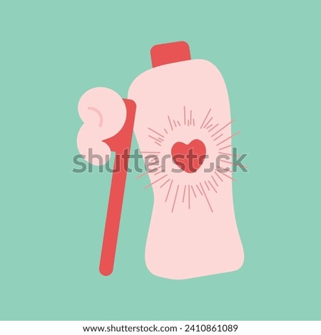 Tooth Brush and Paste vector icon illustration. Dental Care Icon. Concept of medical cabinet, children dentistry. Handdrawn Brush and Paste in doodle style.