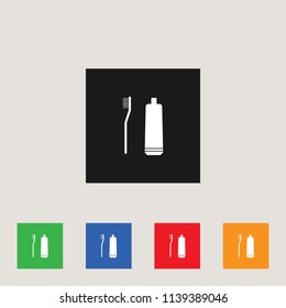Tooth brush and toothpaste icon, stock vector illustration, EPS10.