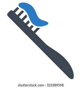 Tooth Brush vector icon. Style is bicolor flat symbol, smooth blue colors, rounded angles, white background.