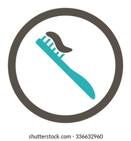 Tooth Brush vector icon. Style is bicolor flat rounded symbol, grey and cyan colors, rounded angles, white background.