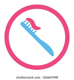 Tooth Brush vector icon. Style is bicolor flat rounded symbol, pink and blue colors, rounded angles, white background.