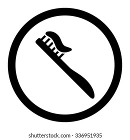 Tooth Brush vector icon. Style is flat rounded symbol, black color, rounded angles, white background.