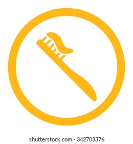 Tooth Brush vector icon. Style is flat rounded symbol, yellow color, rounded angles, white background.