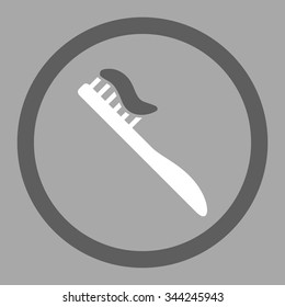 Tooth Brush vector icon. Style is bicolor flat rounded symbol, dark gray and white colors, rounded angles, silver background.