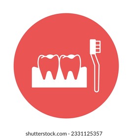Icono de vectores de pincel dental con colores de fondo de moda que pueden editar o modificar fácilmente

