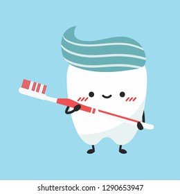 Tooth brush vector. teeth cartoon vector. character design. toothpaste vector.