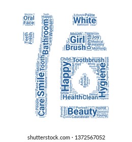 tooth brush word cloud. tag cloud about tooth brush