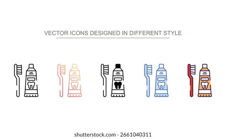 Design de ícone de pincéis de dente com ilustração de estoque de fundo branco