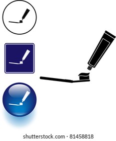 tooth brushing symbol sign and button