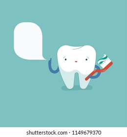 Tooth is brushing with toothbrush, dental concept.