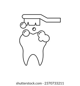 Tooth brushing with toothpaste icon design. isolated on white background. vector illustration