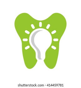tooth and bulb lamp logo vector.
