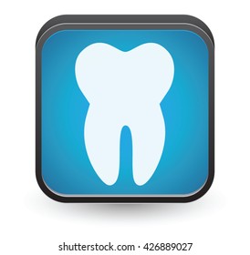 Tooth button. Vector icon isolated on white background.