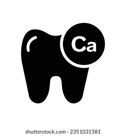 Dientes y calcio, ícono de atención dental. Diente, hueso, mineral. Concepto de estomatología. Ilustración vectorial para temas como salud, nutrición, vitamina