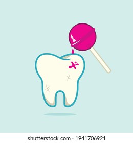 Tooth with Candy Vector Illustration