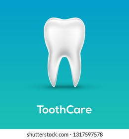 Tooth care dental icon vector healthy dentist background. Blue clean tooth bright white dentistry 3d medical illustration.