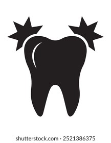 Ícone, Silhueta e Arte Vetorial.
Tratamento Dentário. Símbolo Sólido de Odontologia.
Ilustração de vetor isolada.