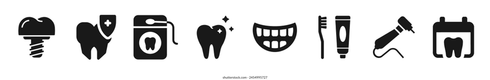 conjunto de iconos de cuidado dental. Concepto de iconos dentales en estilo plano. 