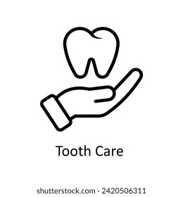 Tooth Care  vector outline icon style illustration. EPS 10 File