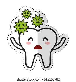 tooth with caries character icon vector illustration design