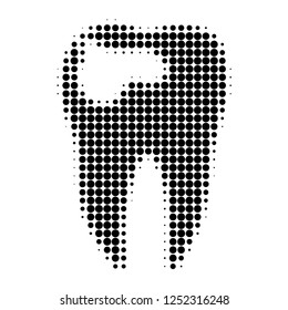 Tooth caries halftone dotted icon. Halftone array contains circle points. Vector illustration of tooth caries icon on a white background.