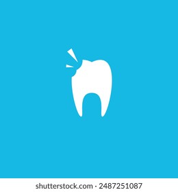 Caries dental y diente sano. Ilustración superficial de la Plantilla del logotipo de la caries