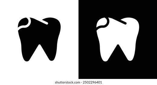 Tooth with caries icon logo set vector