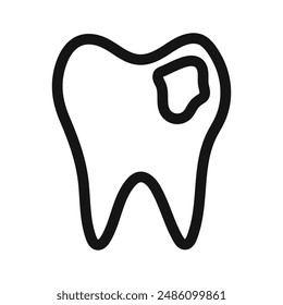 Tooth with caries icon mark in filled style