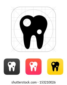 Tooth with caries icon on white background. Vector illustration.