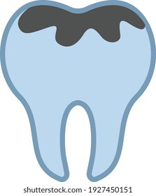 Tooth with caries, illustration, vector on white background.