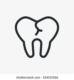 Tooth Caries Minimalistic Flat Line Outline Stroke Icon Pictogram Symbol
