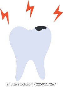 Diente con vectores de caries. Atención dental. 