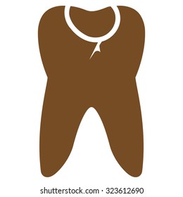 Tooth Caries vector icon. Style is flat symbol, brown color, rounded angles, white background.