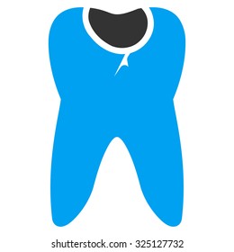 Tooth Caries vector icon. Style is bicolor flat symbol, blue and gray colors, rounded angles, white background.