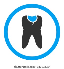 Tooth Caries vector icon. Style is bicolor flat rounded symbol, blue and gray colors, rounded angles, white background.
