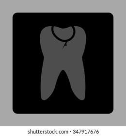 Tooth Caries vector icon. Style is flat rounded square button, gray and black colors, silver background.