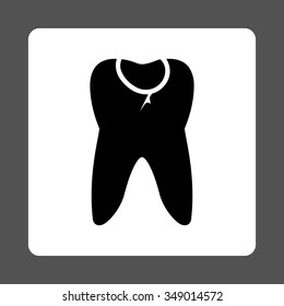 Tooth Caries vector icon. Style is flat rounded square button, black and white colors, gray background.