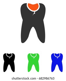 Tooth Caries vector pictograph. Illustration style is a flat iconic colored symbol with different color versions.