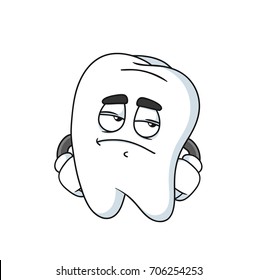 Tooth cartoon character rolls his eyes