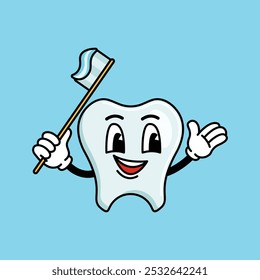 Tooth Cartoon Character stock Vector illustration, clip art.