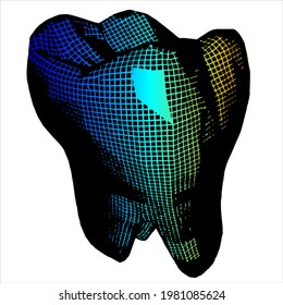 Tooth cartoon dental. Vector illustration 3d greed