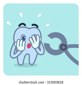 Tooth Cartoon fear for extraction of tooth, Vector illustration for layer artwork