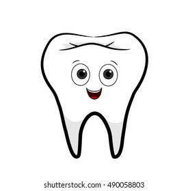 Tooth Cartoon. A hand drawn vector cartoon illustration of a happy tooth.