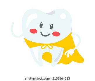 Tooth cartoon hero. Vector illustration