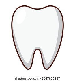 Ícone de desenho animado de dente esmalte branco limpo isolado no fundo branco