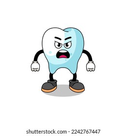 ilustración de caricatura dental con expresión furiosa , diseño de personaje