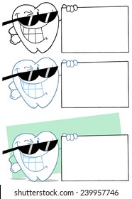 Tooth Cartoon Mascot Character 4. Vector Collection Set